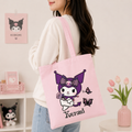 Sanrio Kuromi Pink Tote Bag – Rose & Butterfly Edition