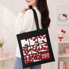 Hello Kitty Bow Grid Black Tote Bag – Everyday Style Edition