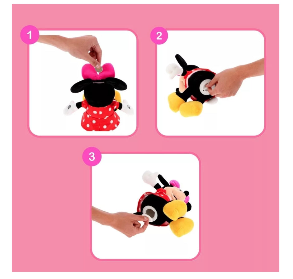 Disney Minnie Mouse Plush Coin Bank – Secret Coin Box